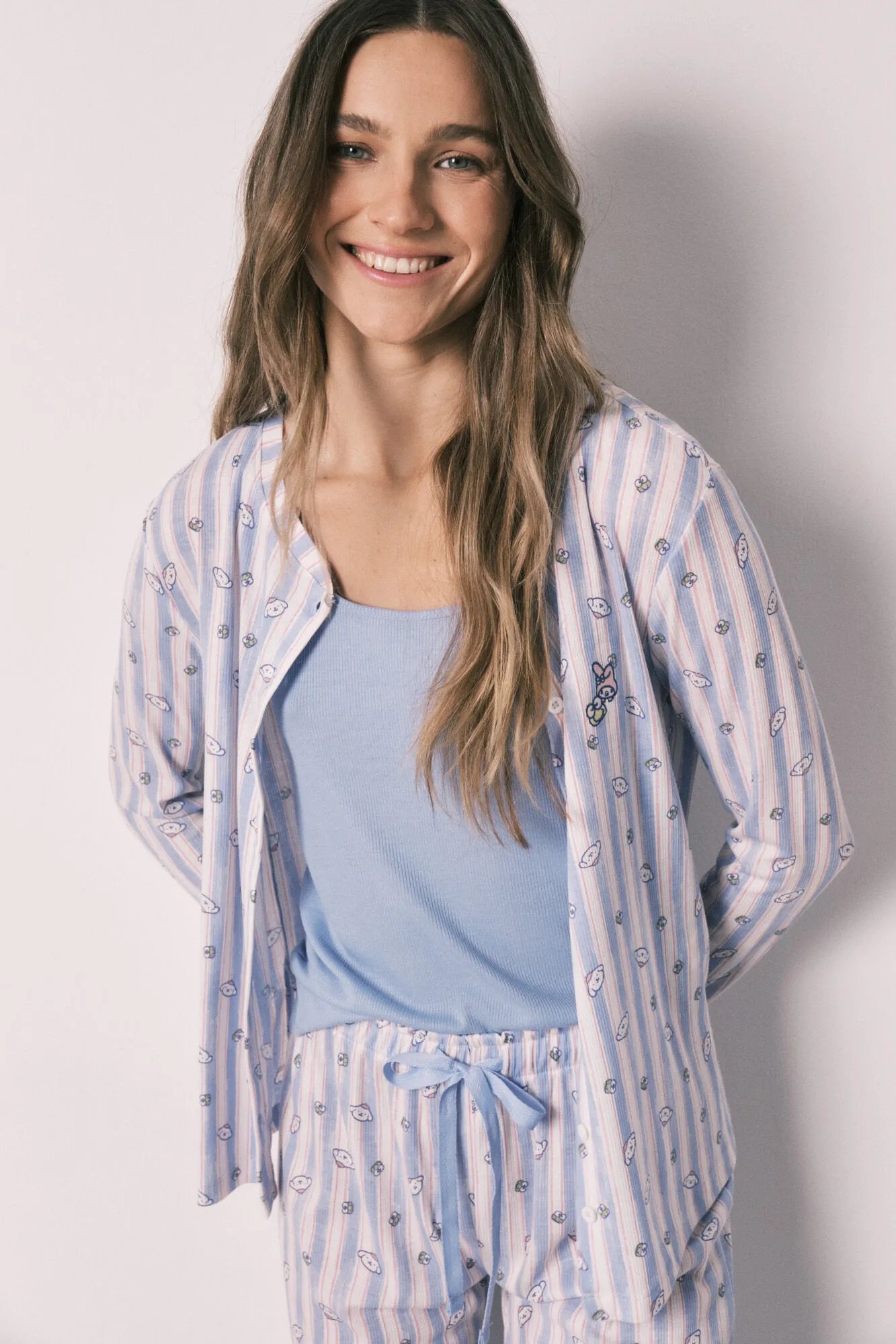 Women Secret Light Blue Women Blue Striped Pyjama Set and Top SKU: 3133500_18 Image 02