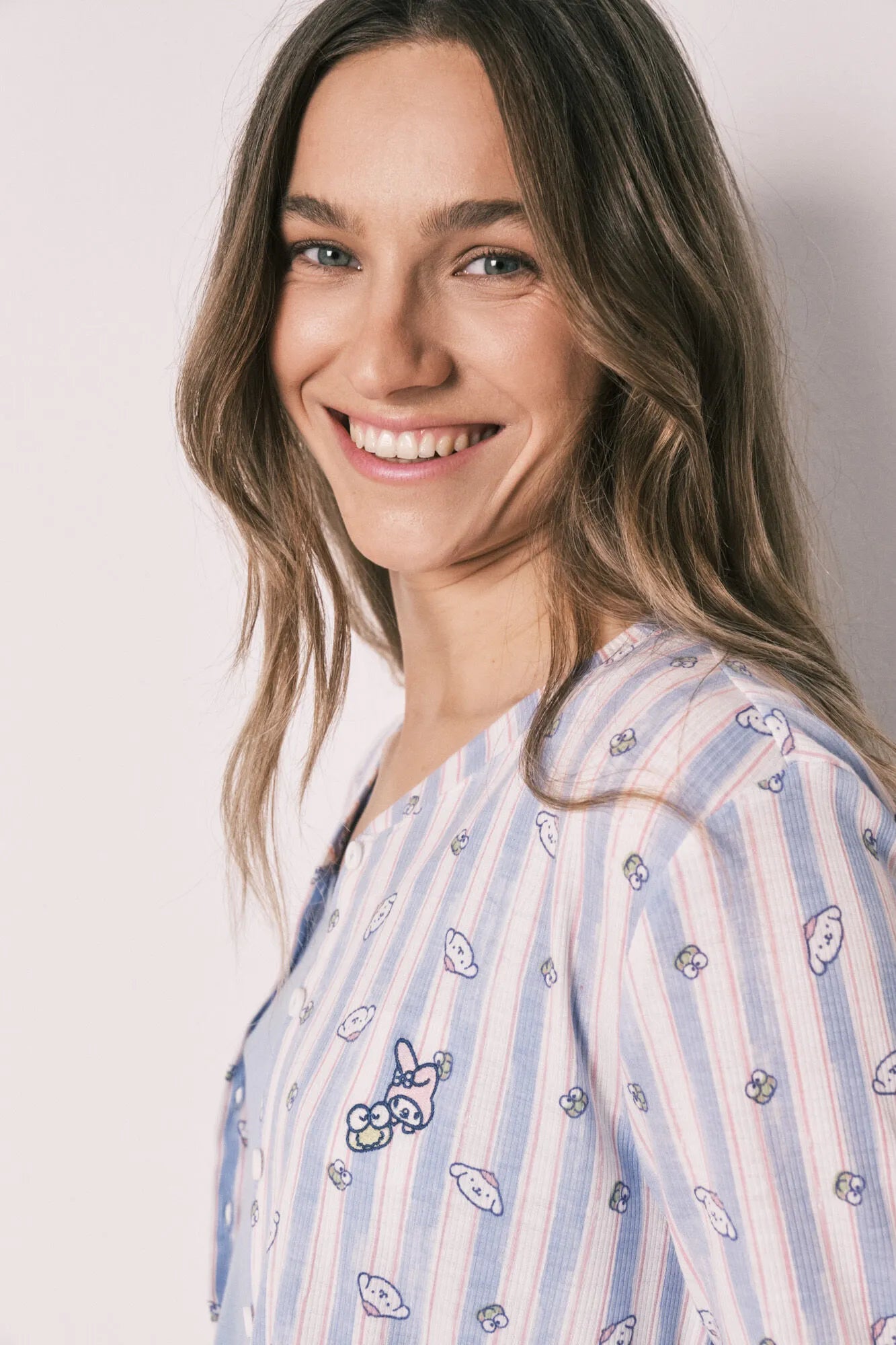 Women Secret Light Blue Women Blue Striped Pyjama Set and Top SKU: 3133500_18 Image 03