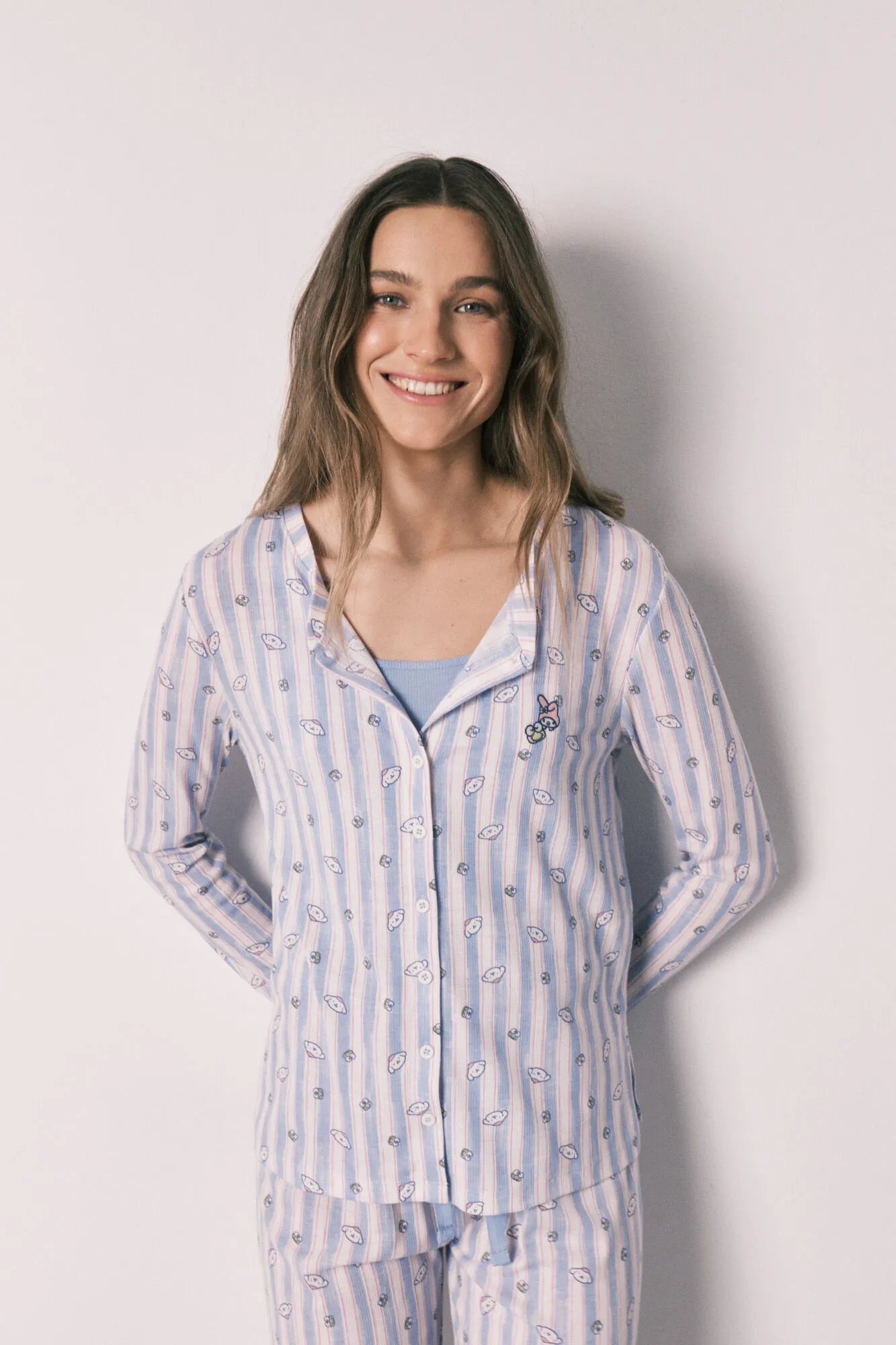 Women Secret Light Blue Women Blue Striped Pyjama Set and Top SKU: 3133500_18 Image 07