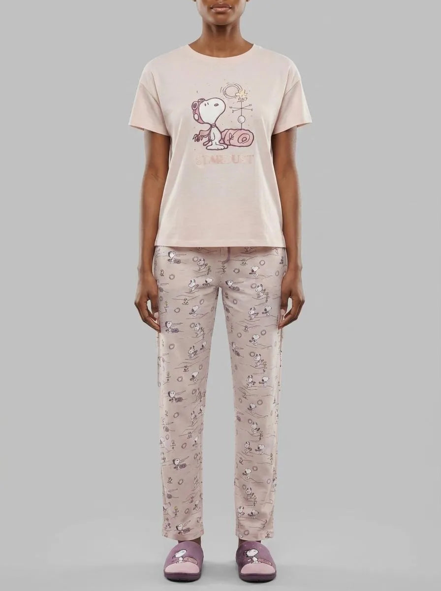 Women Secret Orange Women Cotton Short Sleeve Long Pyjamas Snoopy SKU: 3133502_64 Image 00