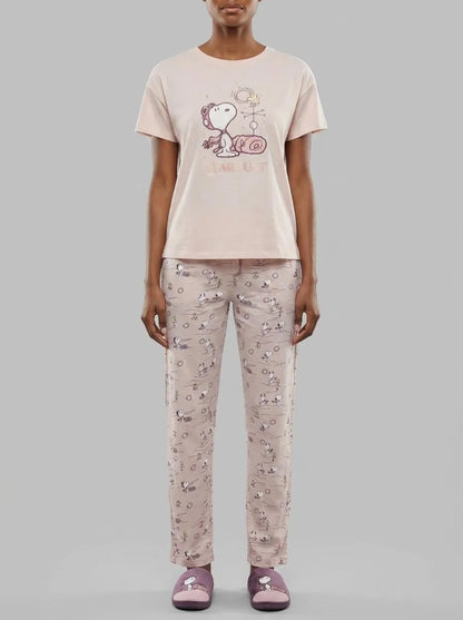 Women Secret Orange Women Cotton Short Sleeve Long Pyjamas Snoopy SKU: 3133502_64 Image 00