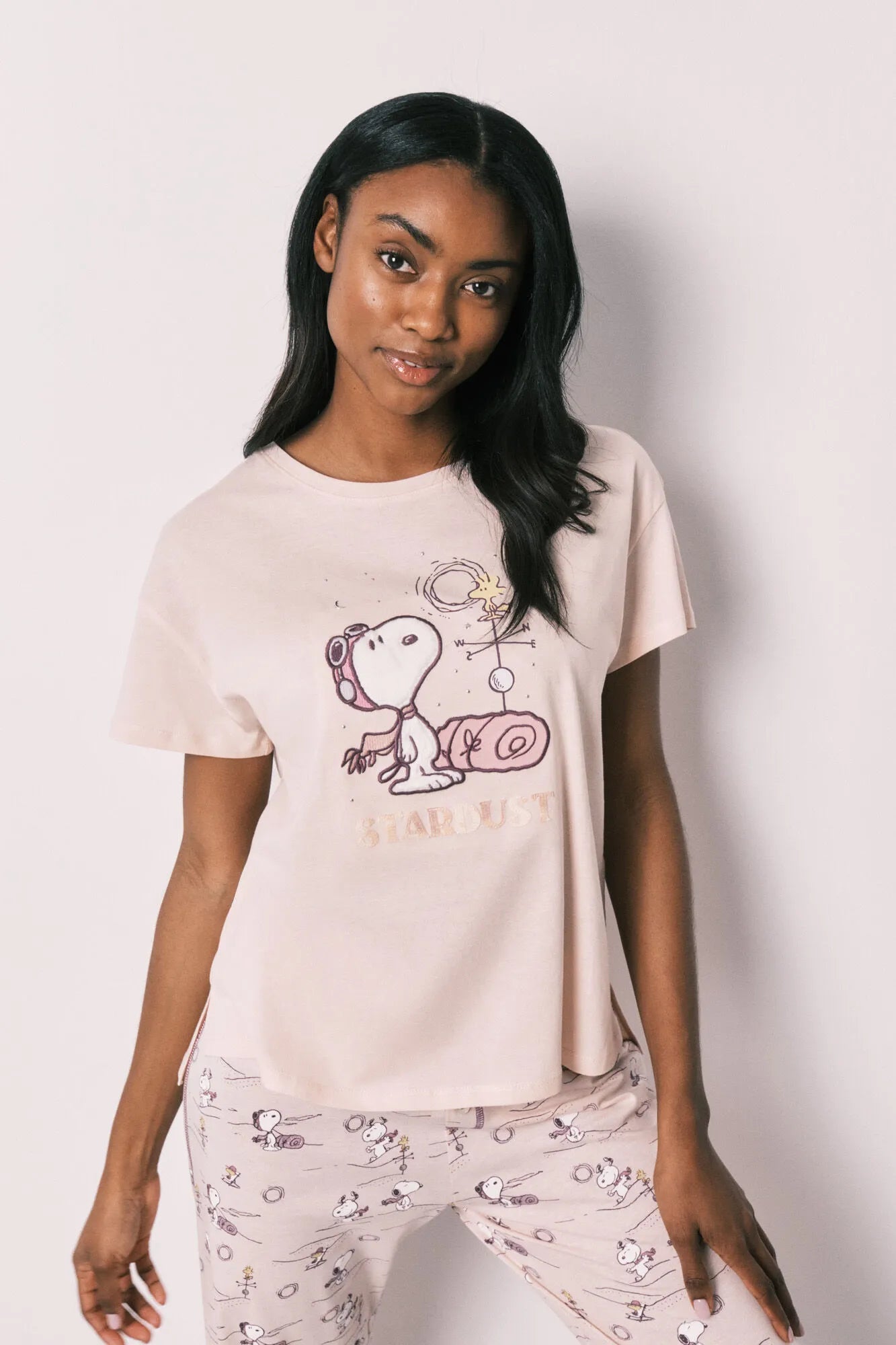 Women Secret Orange Women Cotton Short Sleeve Long Pyjamas Snoopy SKU: 3133502_64 Image 02