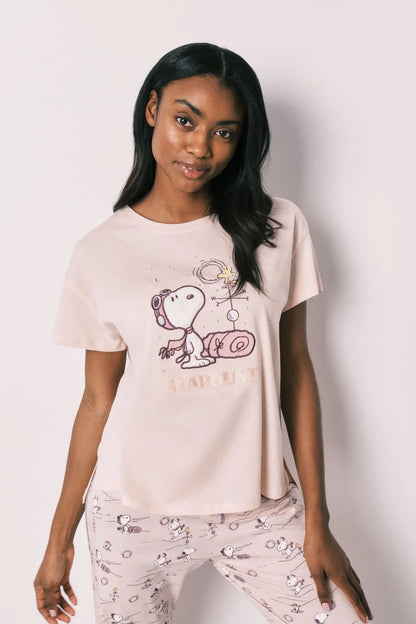 Women Secret Orange Women Cotton Short Sleeve Long Pyjamas Snoopy SKU: 3133502_64 Image 02