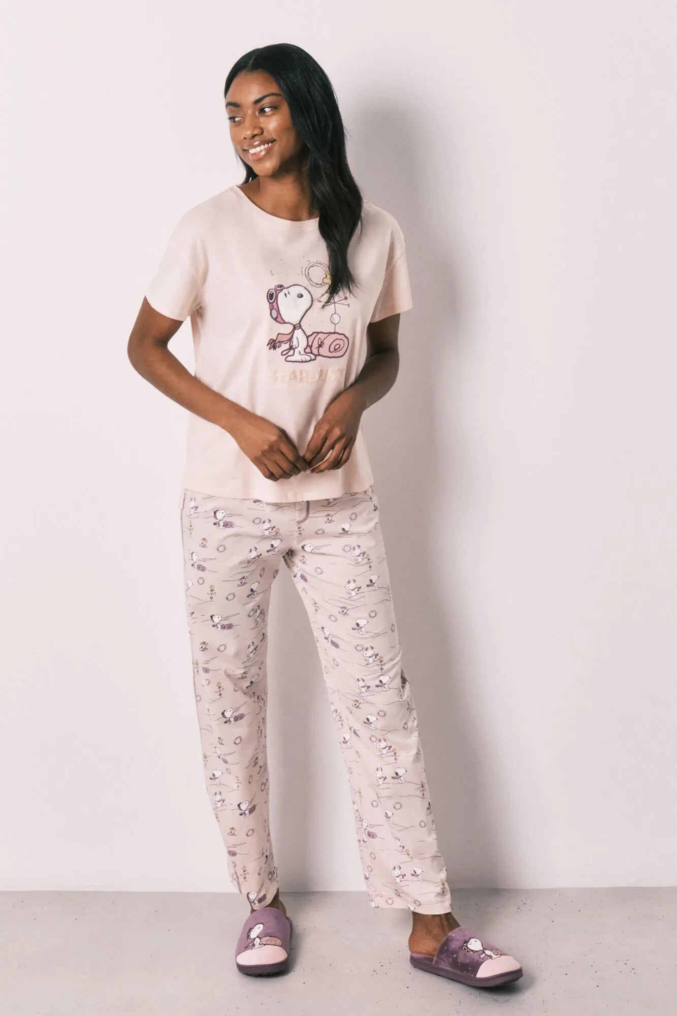 Women Secret Orange Women Cotton Short Sleeve Long Pyjamas Snoopy SKU: 3133502_64 Image 03