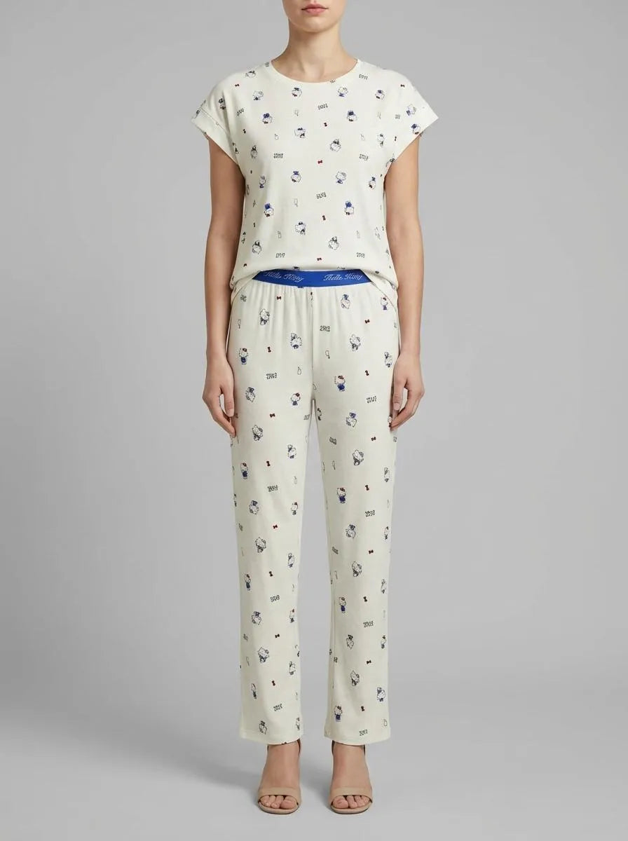 Women Secret White Print Women Short Sleeve Pyjamas Hello Kitty SKU: 3133503_97 Image 00