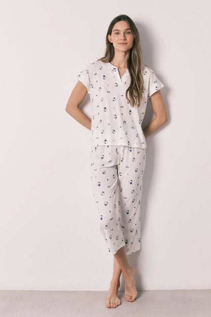 Women Secret White Print Women Short Sleeve Pyjamas Hello Kitty SKU: 3133503_97 Image 01