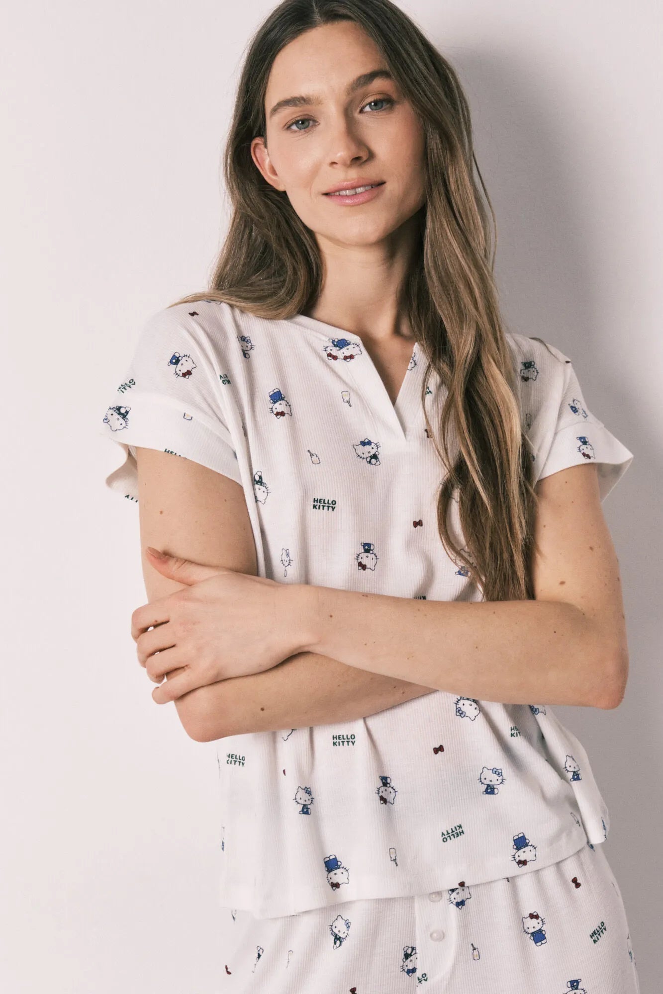 Women Secret White Print Women Short Sleeve Pyjamas Hello Kitty SKU: 3133503_97 Image 02