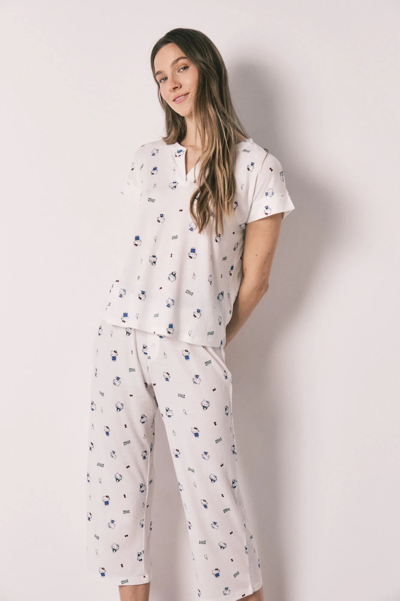 Women Secret White Print Women Short Sleeve Pyjamas Hello Kitty SKU: 3133503_97 Image 03