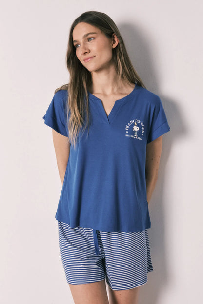 Women Secret Blue Print Women Blue Short Pyjamas Snoopy SKU: 3133504_19 Image 01