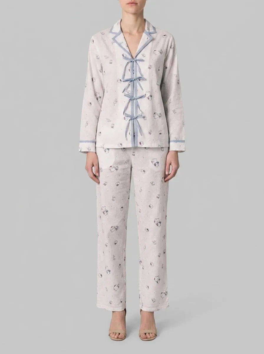 Women Secret Ivory Women Cotton Classic Long Pyjamas Hello Kitty SKU: 3133508_96 Image 00