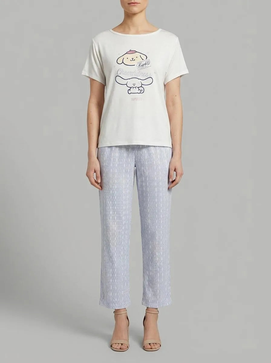 Women Secret Ivory Women Geometric Print Long Pyjamas Cinnamoroll SKU: 3133509_96 Image 00