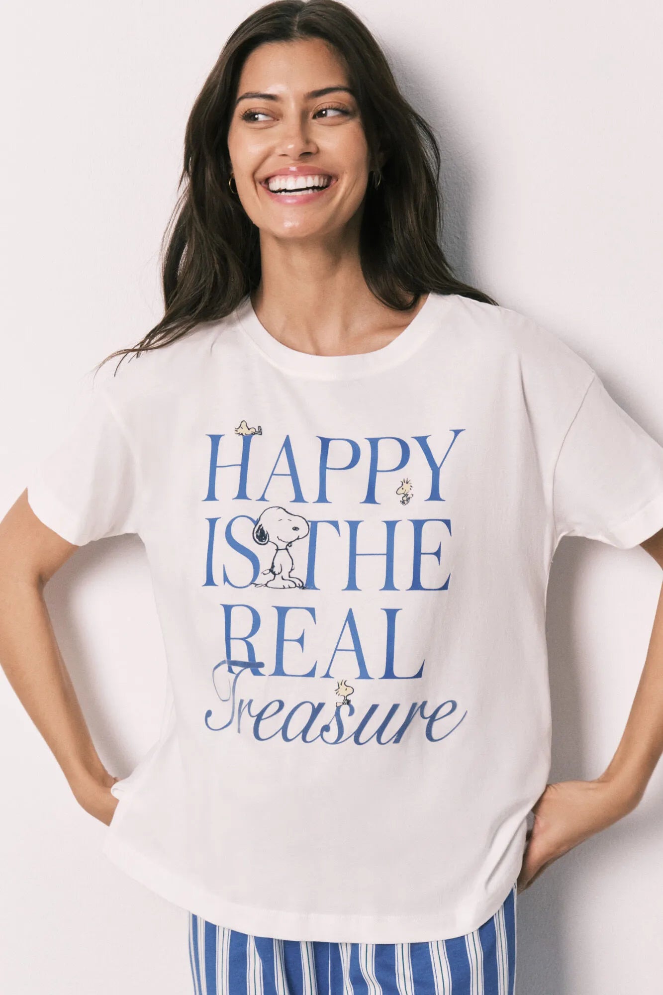 Women Secret Ivory Women Cotton Snoopy Short Sleeve Pyjamas Happy SKU: 3133518_96 Image 01