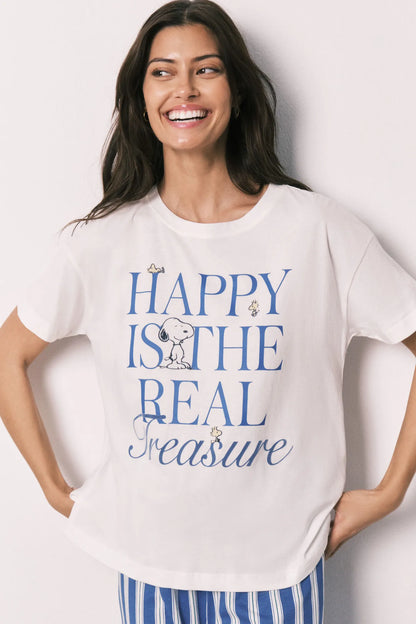 Women Secret Ivory Women Cotton Snoopy Short Sleeve Pyjamas Happy SKU: 3133518_96 Image 01