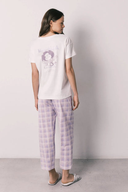 Women Secret Ivory Women Mafalda Plaid Cotton Long Pyjamas SKU: 3133525_96 Image 05