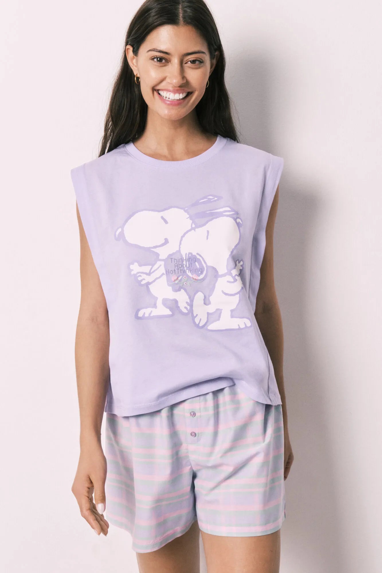 Women Secret Purple/Lilac Women Snoopy Cotton Short Pyjamas SKU: 3133534_76 Image 01