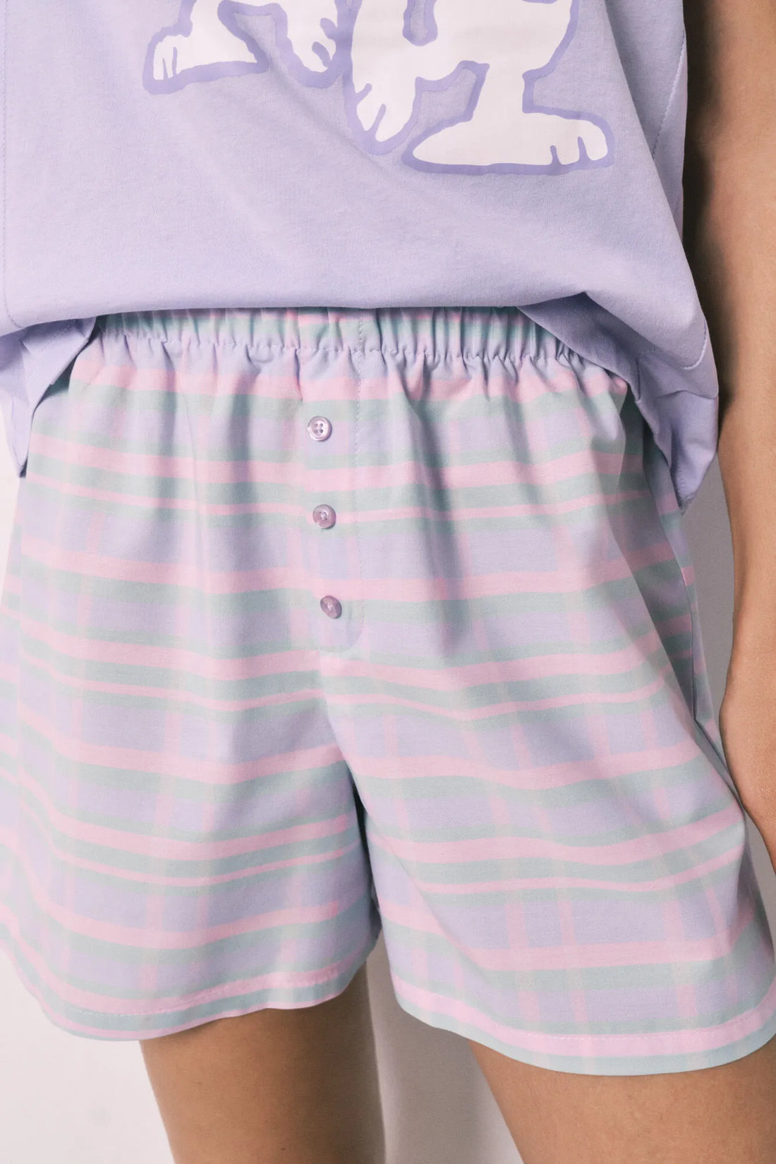 Women Secret Purple/Lilac Women Snoopy Cotton Short Pyjamas SKU: 3133534_76 Image 02