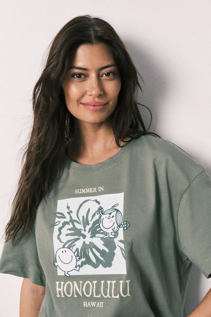 Women Secret Medium Khaki Women Little Missª Short Sleeve Long Pyjamas SKU: 3133541_92 Image 04