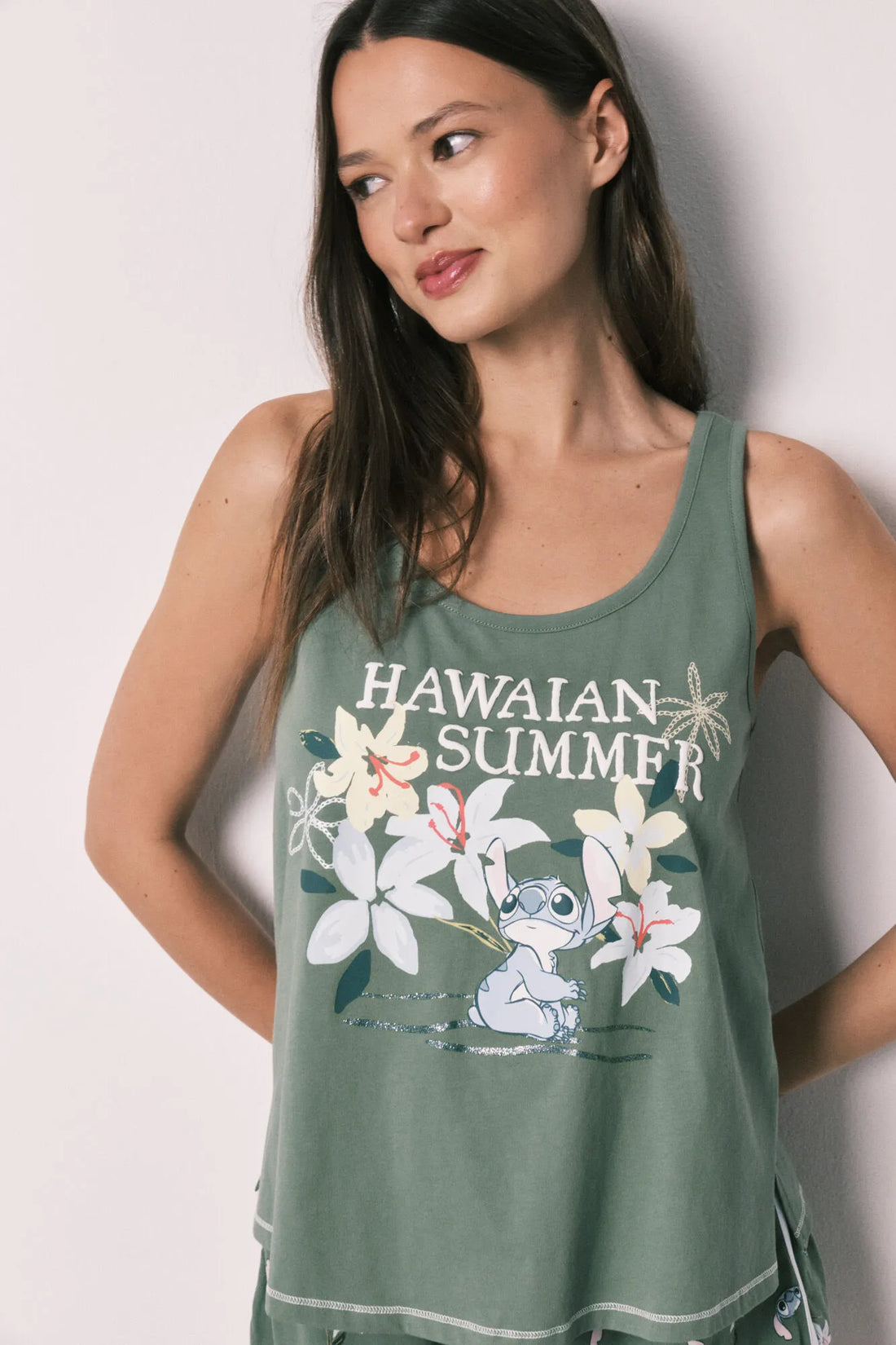 Women Secret Medium Khaki Women Green Stitch Short Pyjamas SKU: 3133545_92 Image 01