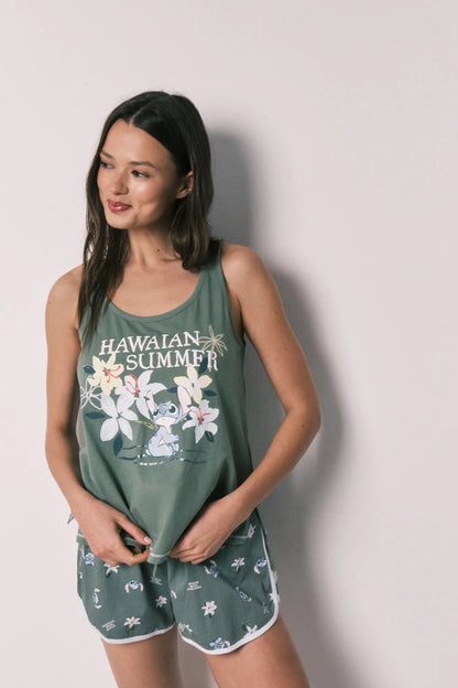 Women Secret Medium Khaki Women Green Stitch Short Pyjamas SKU: 3133545_92 Image 03