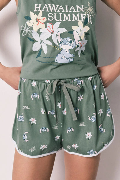 Women Secret Medium Khaki Women Green Stitch Short Pyjamas SKU: 3133545_92 Image 05