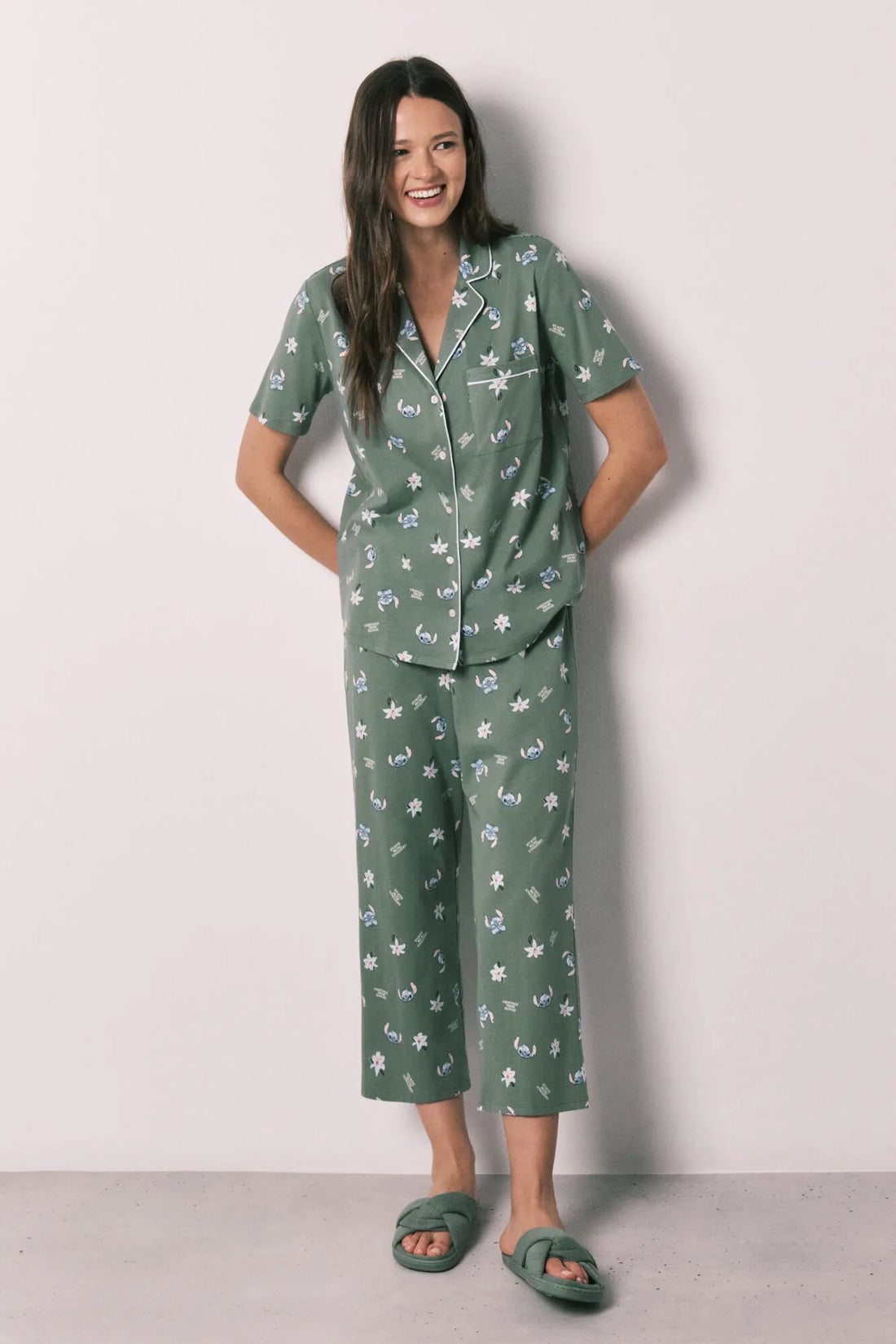 Women Secret Medium Khaki Women Green Capri Stitch Classic Pyjamas SKU: 3133547_92 Image 01