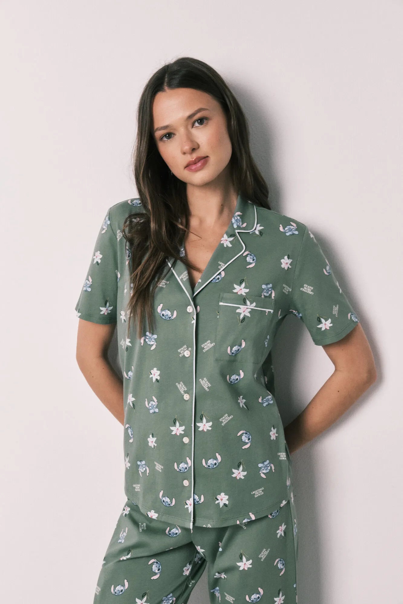 Women Secret Medium Khaki Women Green Capri Stitch Classic Pyjamas SKU: 3133547_92 Image 03