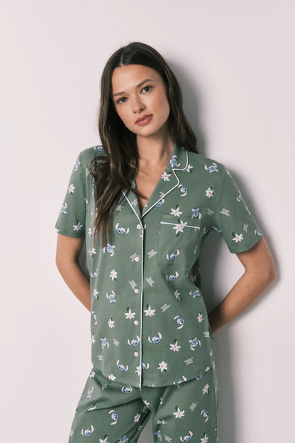 Women Secret Medium Khaki Women Green Capri Stitch Classic Pyjamas SKU: 3133547_92 Image 03