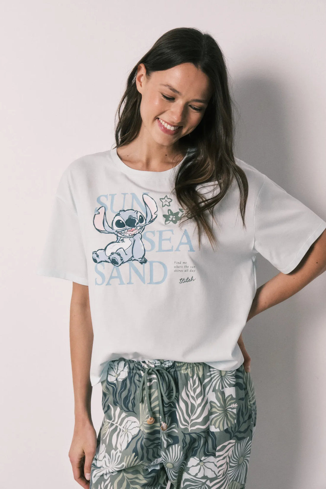 Women Secret Dark Blue Women Stitch Print Short Sleeve Long Pyjamas SKU: 3133548_11 Image 02
