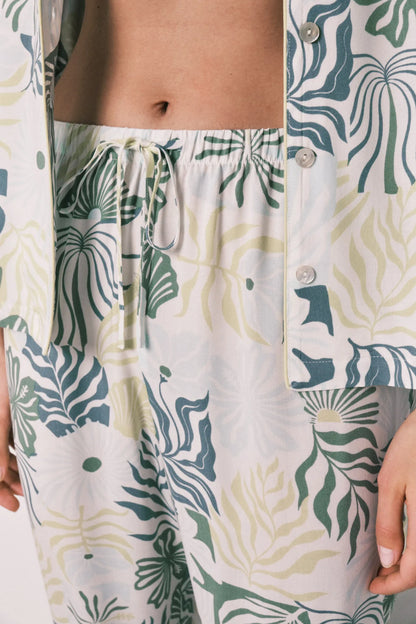 Women Secret Medium Khaki Women Tropical Print Classic Long Pyjamas SKU: 3133549_92 Image 03
