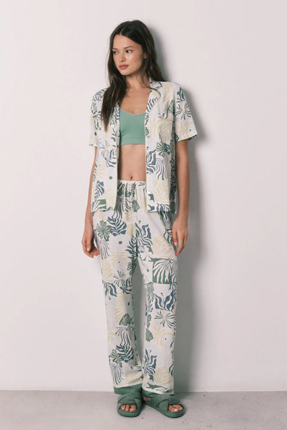 Women Secret Medium Khaki Women Tropical Print Classic Long Pyjamas SKU: 3133549_92 Image 04