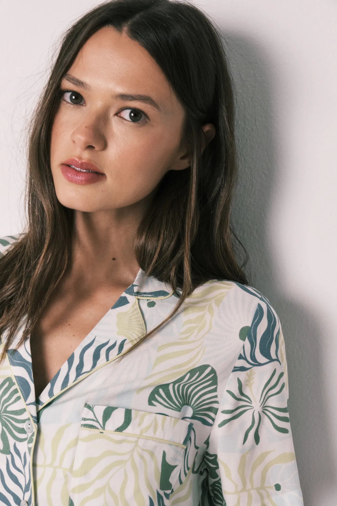 Women Secret Medium Khaki Women Tropical Print Classic Long Pyjamas SKU: 3133549_92 Image 05