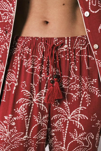 Women Secret Ivory Women Palm Print Classic Long Pyjamas SKU: 3134021_96 Image 03