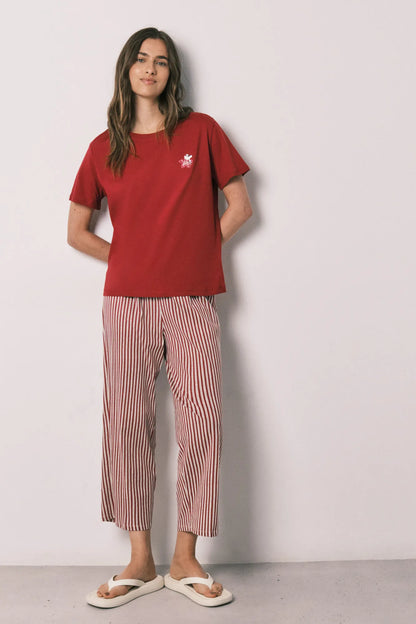 Women Secret Red Women Striped Cotton Capri Pyjamas Snoopy SKU: 3134027_60 Image 01