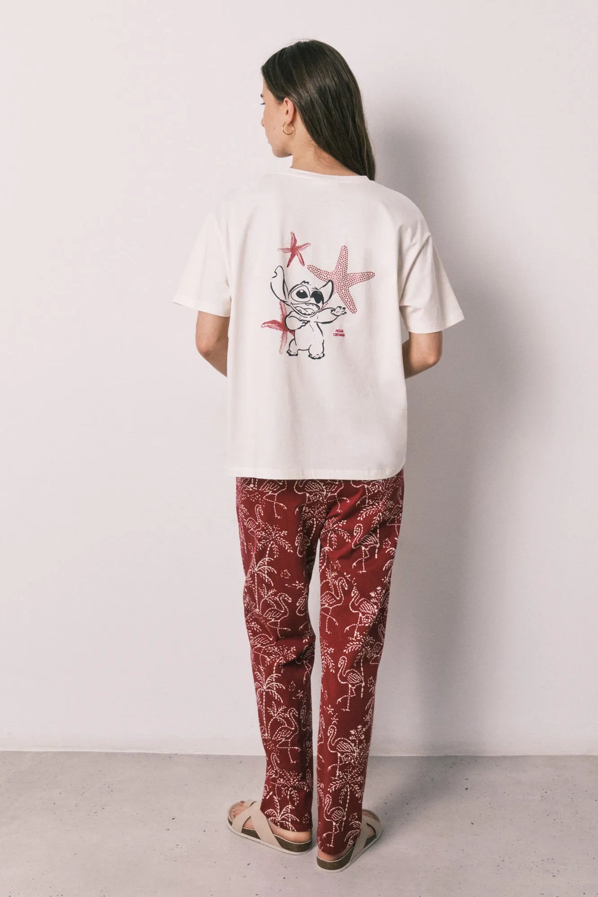 Women Secret Ivory Women Palm Print Cotton Long Pyjamas Stitch SKU: 3134032_96 Image 04