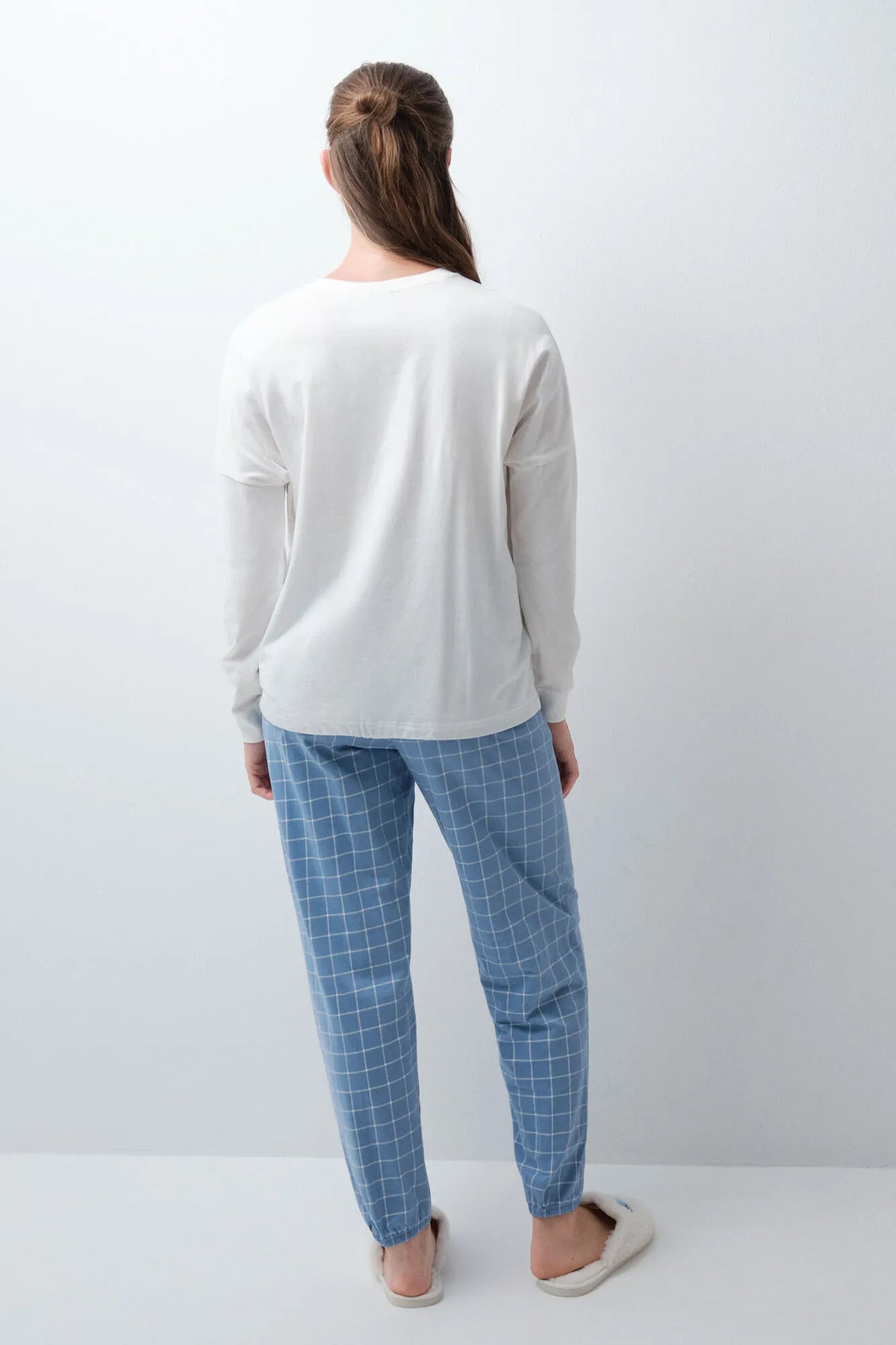 Women Secret Ivory Women Plaid Cotton Long Pyjamas Snoopy SKU: 3134047_96 Image 04