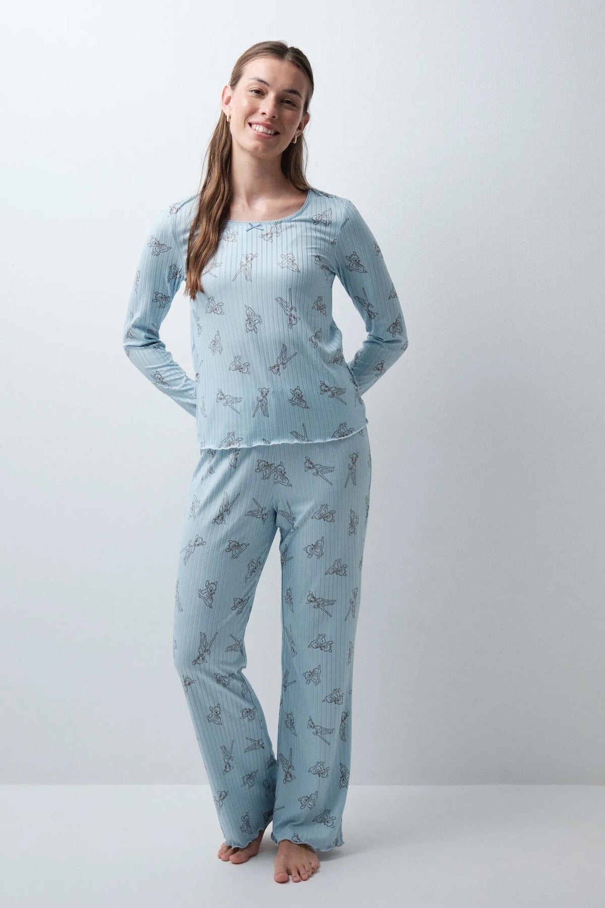 Women Secret Blue Print Women Blue Soft Touch Long Pyjamas SKU: 3134050_19 Image 01