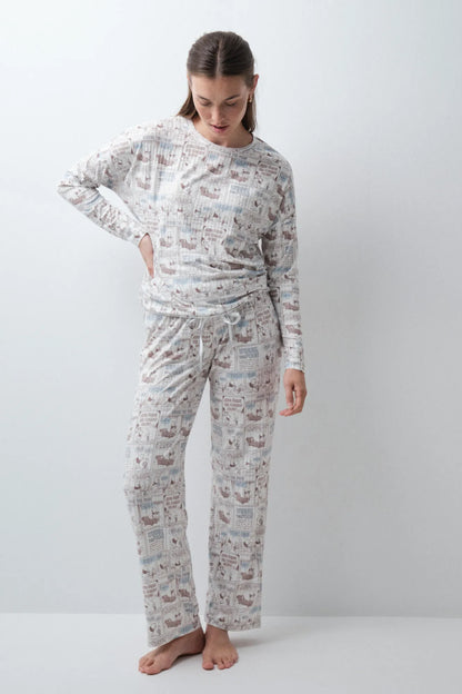 Women Secret White Print Women Winnie The Pooh Comic Long Pyjamas SKU: 3134051_97 Image 02