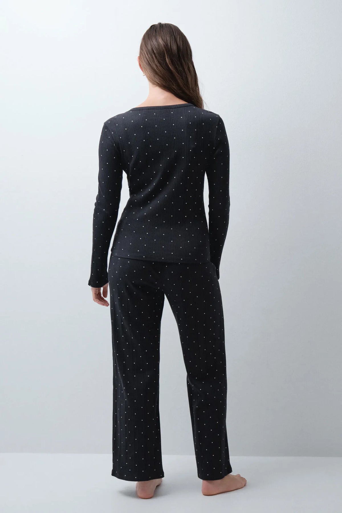 Women Secret Dark Grey Women Woodstock Star Print Long Pyjamas with Buttons SKU: 3134054_41 Image 05