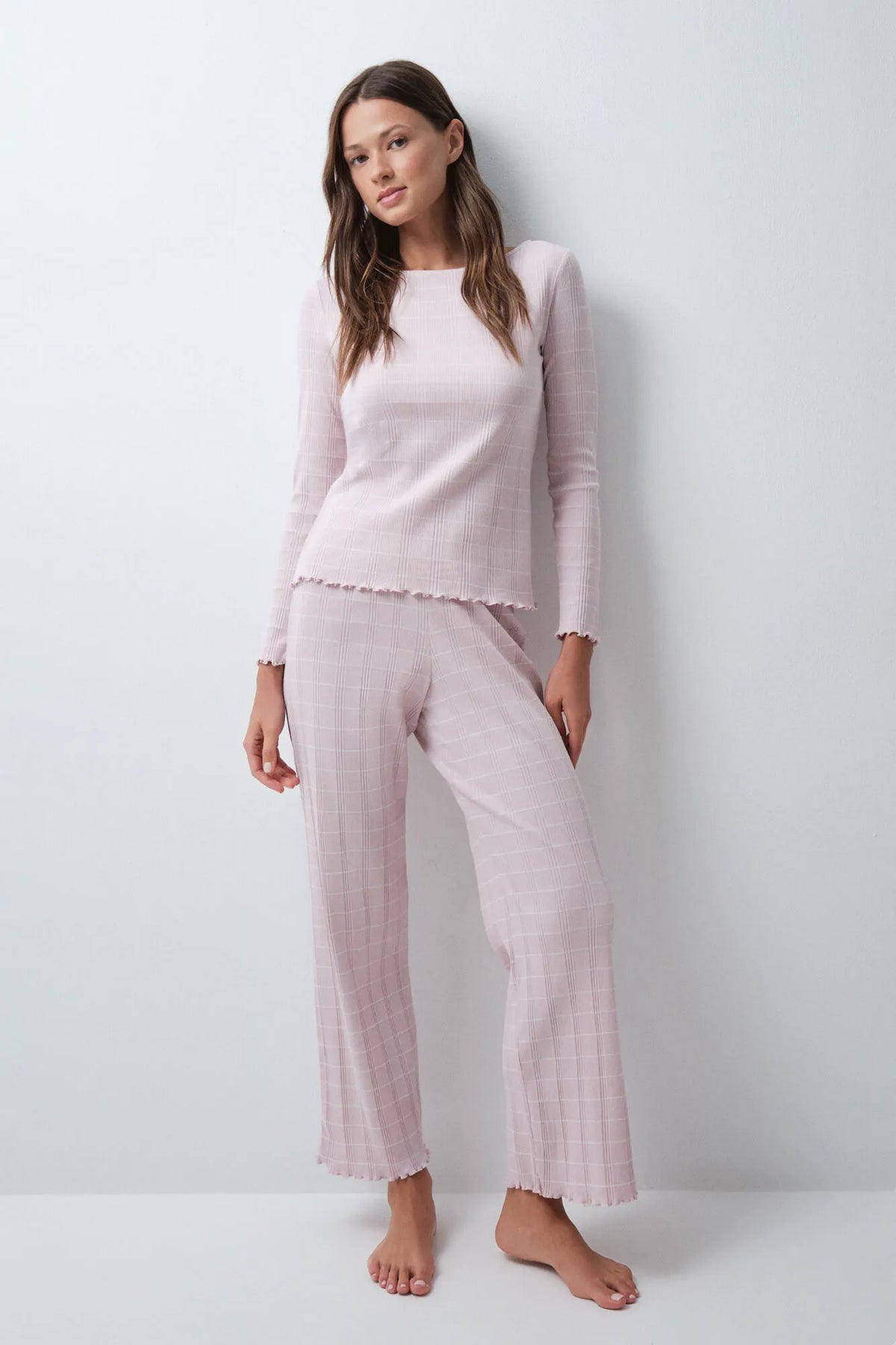 Women Secret Pink Women Pink Striped Cotton Long Pyjamas SKU: 3134055_70 Image 02