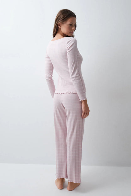 Women Secret Pink Women Pink Striped Cotton Long Pyjamas SKU: 3134055_70 Image 04