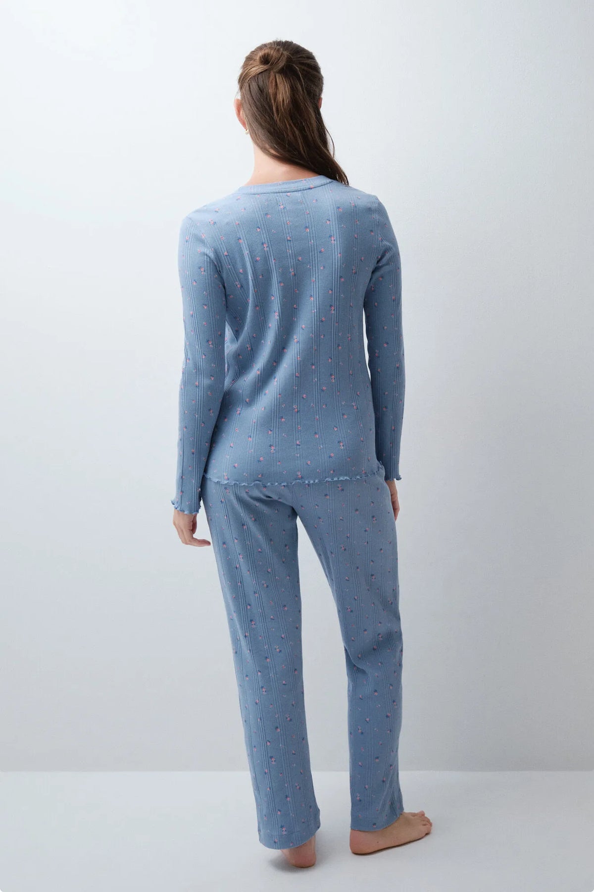 Women Secret Medium Blue Women Multicoloured Cotton Long Pyjamas SKU: 3134056_13 Image 05