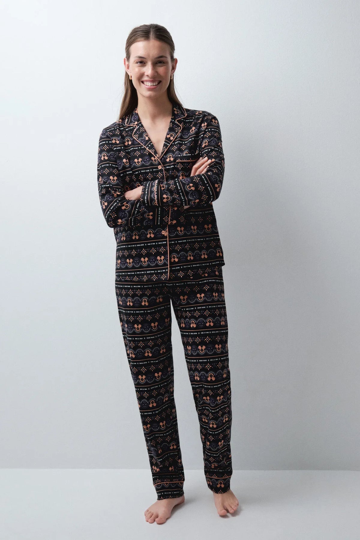 Women Secret Black Women Mickey Halloween Classic Pyjamas SKU: 3134061_01 Image 02