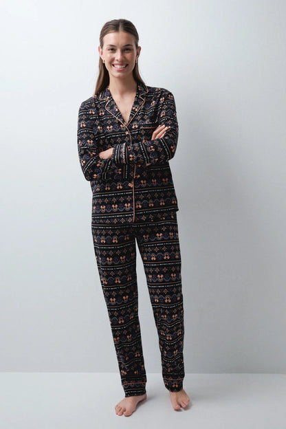 Women Secret Black Women Mickey Halloween Classic Pyjamas SKU: 3134061_01 Image 02