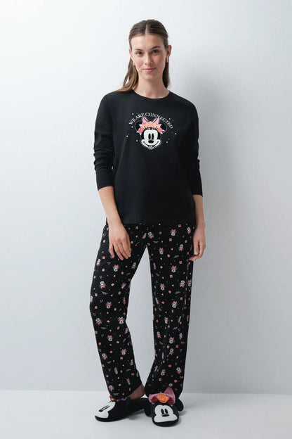 Women Secret Black Women Minnie Halloween Cotton Long Pyjamas SKU: 3134062_01 Image 02