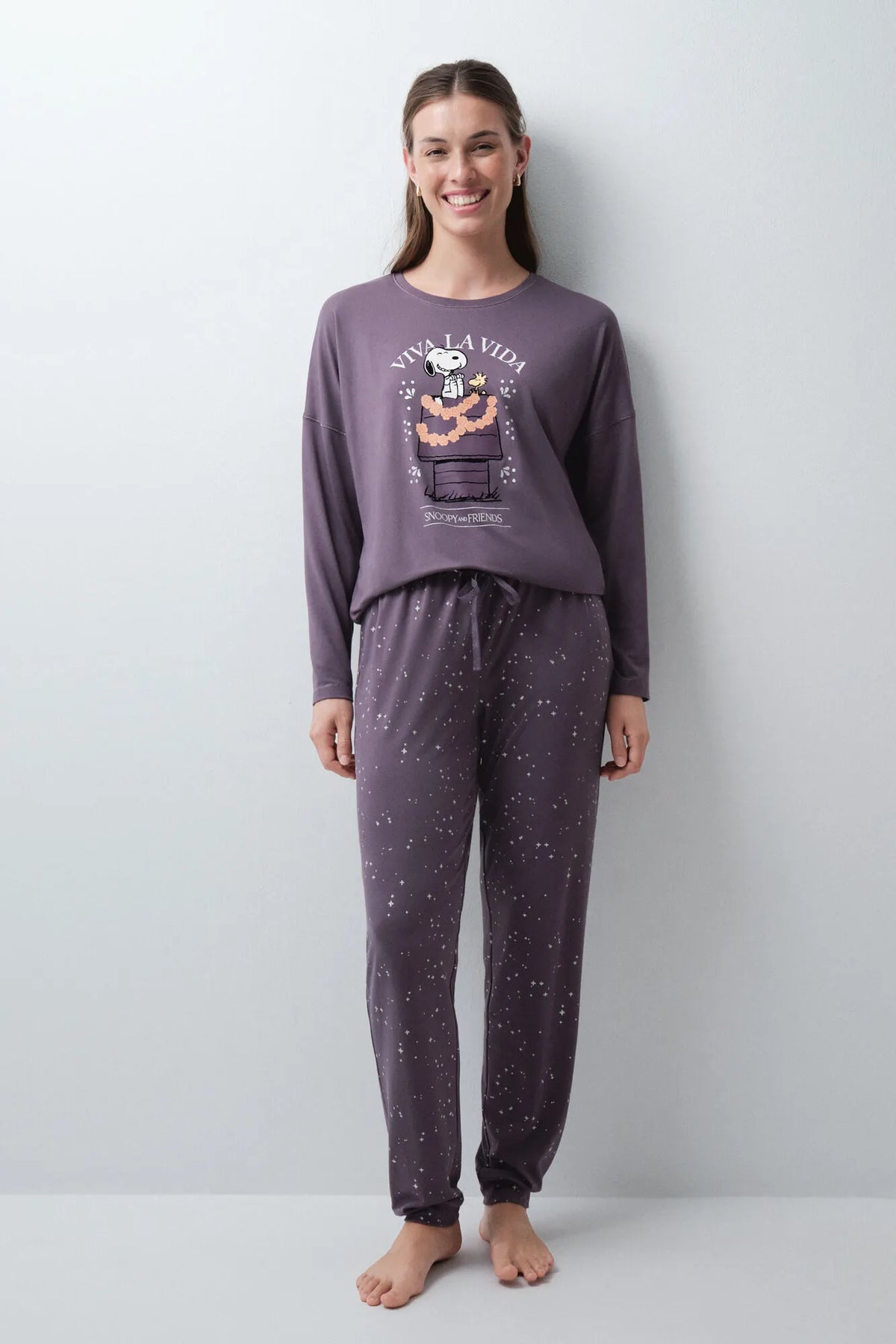 Women Secret Purple/Lilac Women Snoopy Halloween Long Pyjamas SKU: 3134063_76 Image 01