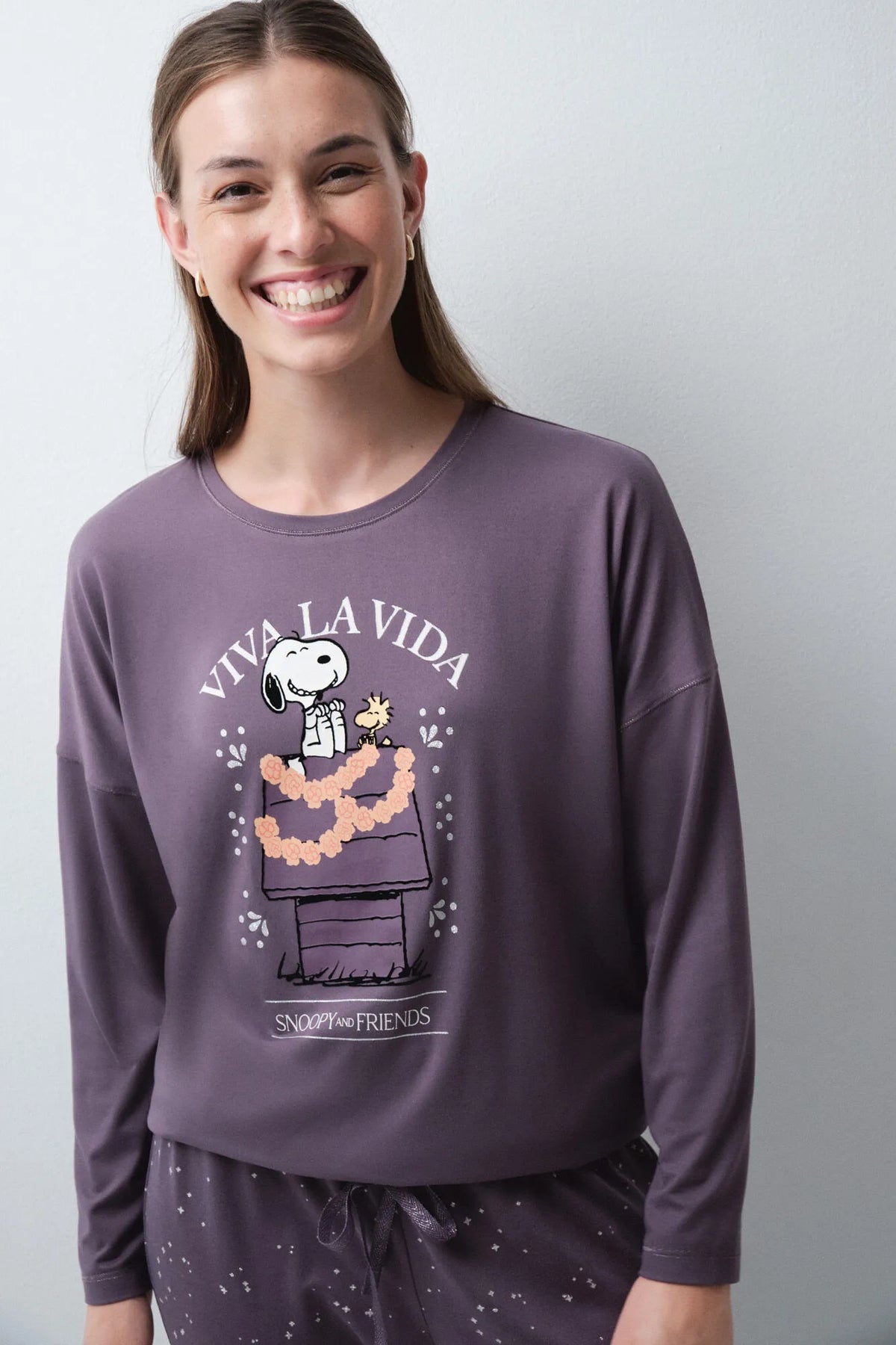 Women Secret Purple/Lilac Women Snoopy Halloween Long Pyjamas SKU: 3134063_76 Image 02