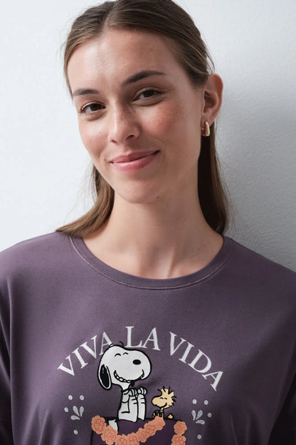 Women Secret Purple/Lilac Women Snoopy Halloween Long Pyjamas SKU: 3134063_76 Image 03