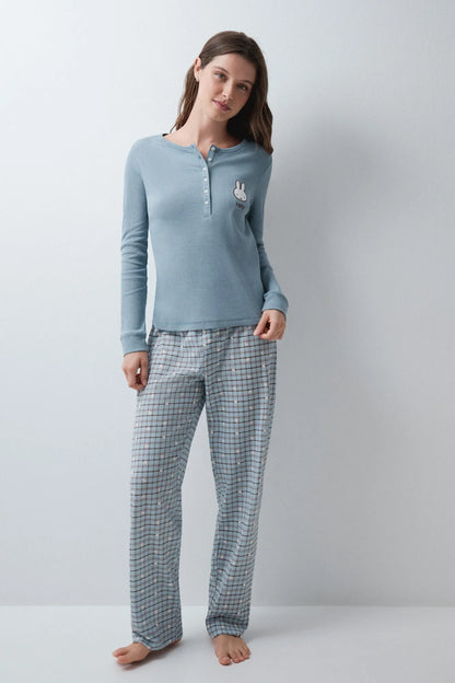 Women Secret Medium Blue Women Blue Cotton Long Pyjamas Miffy SKU: 3134065_15 Image 02