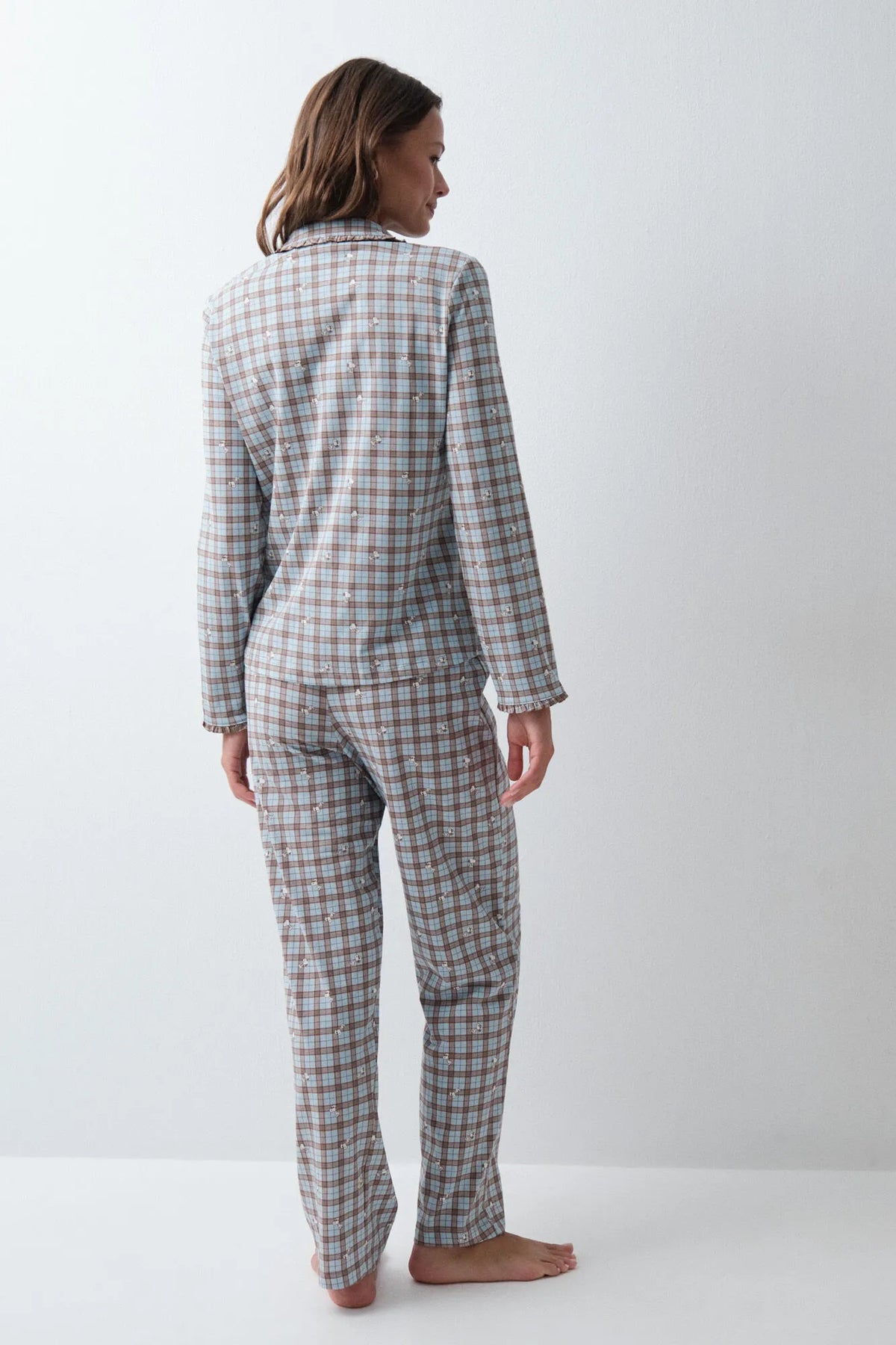 Women Secret Brown Print Women Plaid Classic Pyjamas with Bows SKU: 3134066_39 Image 05