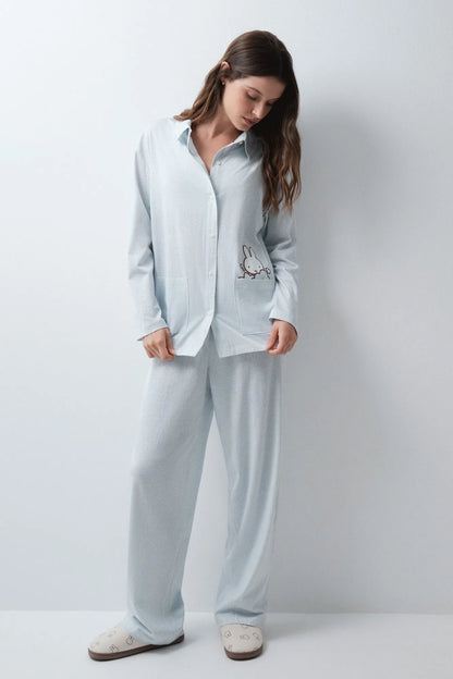Women Secret Blue Print Women Striped Classic Pyjamas Miffy SKU: 3134067_19 Image 01